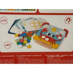 Janod I Am Learning Colors Magnetic Chips Game 20 Activities & Chalk Board NEW